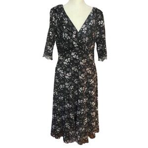 Rabbit Rabbit Rabbit Designs Fit & Flare Cocktail Dress Size 12 Black Silver